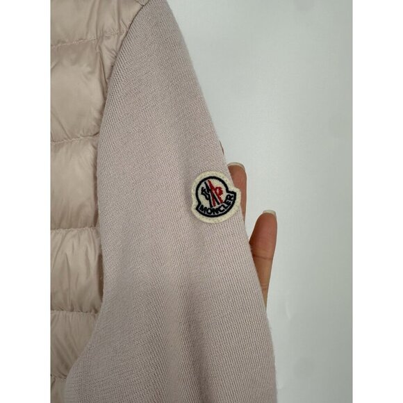 MONCLER Pink Tricot Wool Down Quilted Panel Cardigan Jacket Women’s M Read - Picture 13 of 16